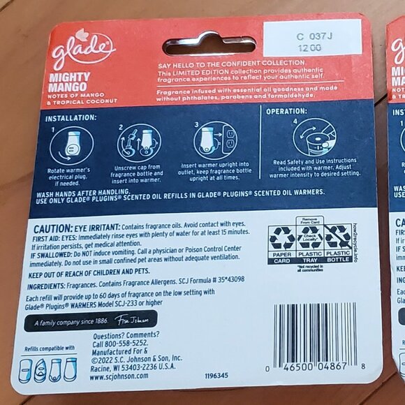 2 Glade Plug In Refills Limited Edition Mighty Mango Tropical Coconut - Picture 6 of 6